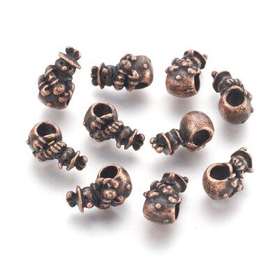 

Tibetan Style Alloy European Beads Large Hole Beads Lead Free & Nickel Free Christmas Snowman Red Copper 165x9x95mm