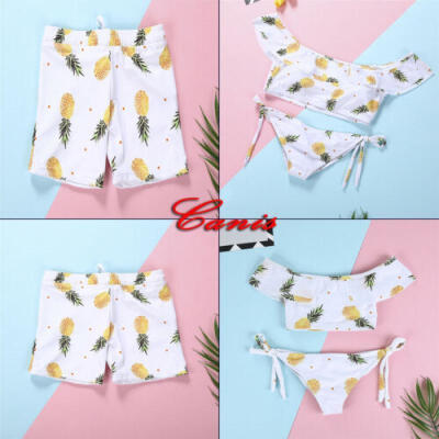 

UK Family Matching Swimwear Men Women Kids Boys Girls Pineapple Beachwear Bikini