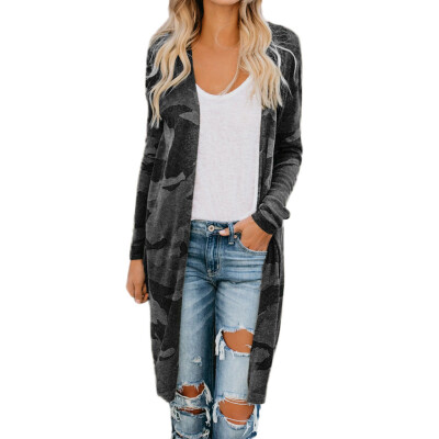 

Toponeto Womens Ladies Long Cardigan Camouflage Long Sleeve Coat Outerwear