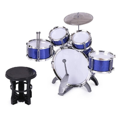 

Children Kids Drum Set Musical Instrument Toy 5 Drums with Small Cymbal Stool Drum Sticks for Boys Girls