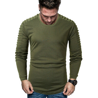 

HOT Men T-Shirt Slim Fit Casual Tops Autumn Clothes Muscle Thin Gym Tee Blouse