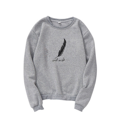 

Fashion Couple Feather Letters Print hoodies Long Sleeve O Neck Jumper Loose Casual Sweatshirt Loose Autumn Winter Warm Tops