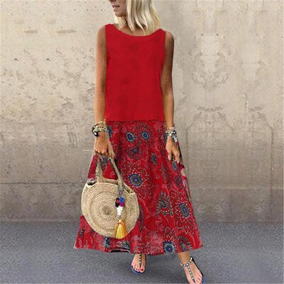 

Women Cotton Linen Boho Floral Casual Baggy Tunic Dress Summer Beach Sundress