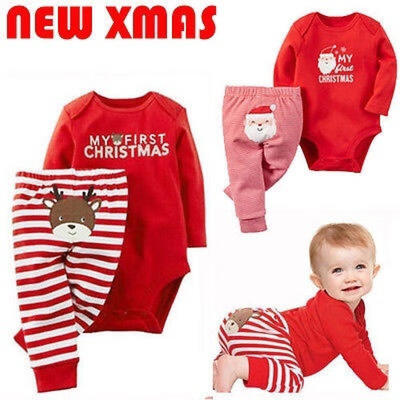

Xmas Newborn Baby Boys Girls Romper Jumpsuit BodysuitPants Clothes Outfits new