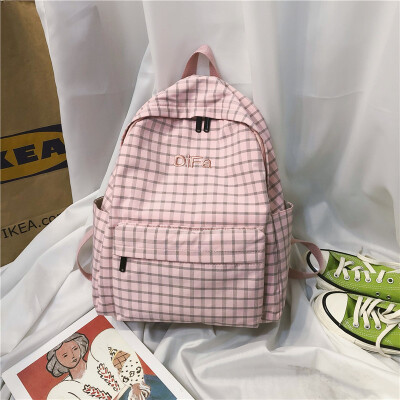 

Ins schoolbag female Korean version of senior high school students with a sense of antiquity simple Baitao campus Plaid backpack s