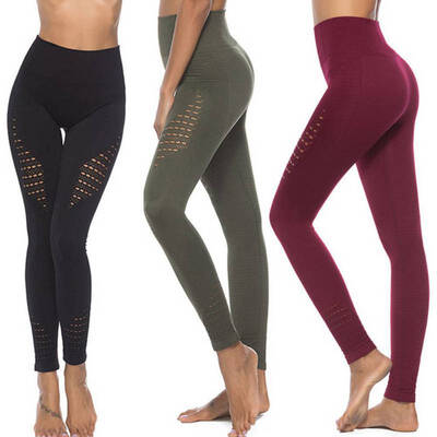 

Fashion Ladies Casual High Waist Hip Two-Section Hollow Mesh Stitching Yoga Pants