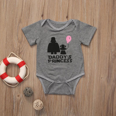 

One Pieces Cute Newborn Baby Girls Clothes Short Sleeve Grey Cotton Romper Bodysuit Outfits 0-18M