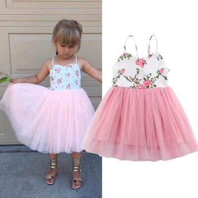 

US Toddler Princess Girls Dress Flower Solid Baby Lace Party Gown Formal Dresses