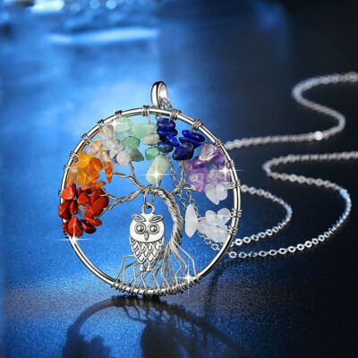 

Personality Fashion Owl For Women Jewelry Rock Crystal Gravel Tree Of Life Inlay