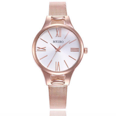 

Fashion Luxury Women Watch Thin Rose Gold Mesh Band Stainless Steel Quartz Wristwatch Ladies Fashion Minimalist Silver Watches