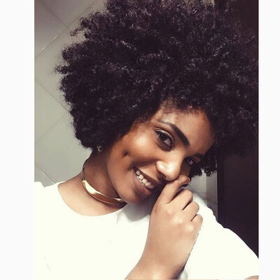 

Gobestart Hort Afro Curly Mix Hair Wig with Bangs Synthetic New Arrival Cheap Wigs