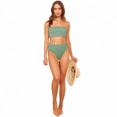 

Bikini high waist sexy Womens Swimwear word collar leopard split swimsuit