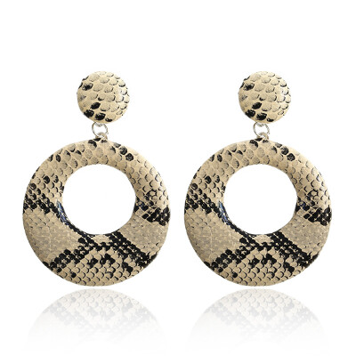 

New Fashion Big Round Geometric Drop Earrings for Women Punk Vintage Statement Earrings Snake Skin Party Jewelry Gift