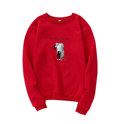 

Women Cartoon Printing Hoodies Pullover Autumn Winter Loose Fleece Thick Sweatshirt
