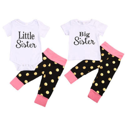 

USStock Newborn Baby Girl LittleBig Sister Romper T-shirt Tops Pants Outfit wea