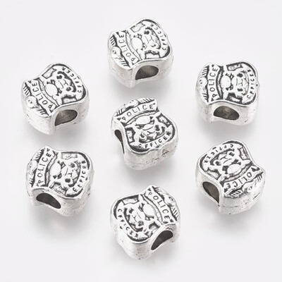 

Tibetan Style European Beads Cadmium Free & Nickel Free & Lead Free Large Hole Beads with Phrase"Police Officer"
