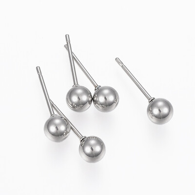 

304 Stainless Steel Stud Earrings Ball Stud Earrings Stainless Steel Color 17mm Pin 08mm