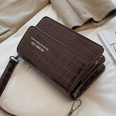 

Net red small bag 2019 new tide Korean crocodile pattern small square bag fashion Joker slung shoulder bag