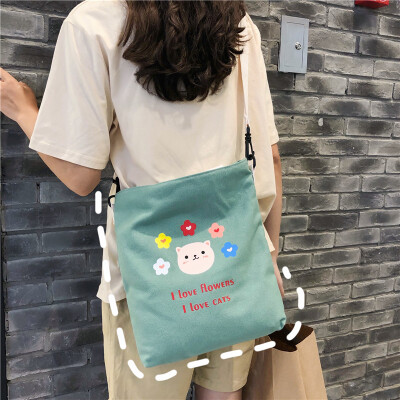 

Ins Summer Canvas Bag Girls Slant Bag Guyu Feeling Girls College StudentsClass Korean Edition One-shoulder Hand-held Canvas Bag