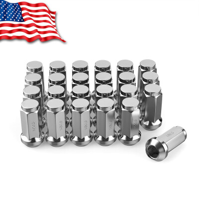 

24 Chrome Bulge Acorn 14x15 Lug Nuts Close End 34" Hex for Ford Chevy Cadillac