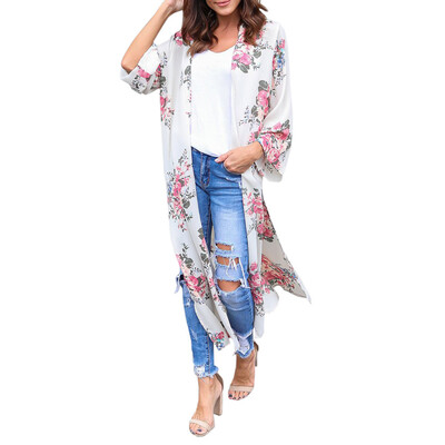 

Toponeto FEITONG Womens Chiffon Floral Print Beachwear Kimono Bikini Boho Cardigan