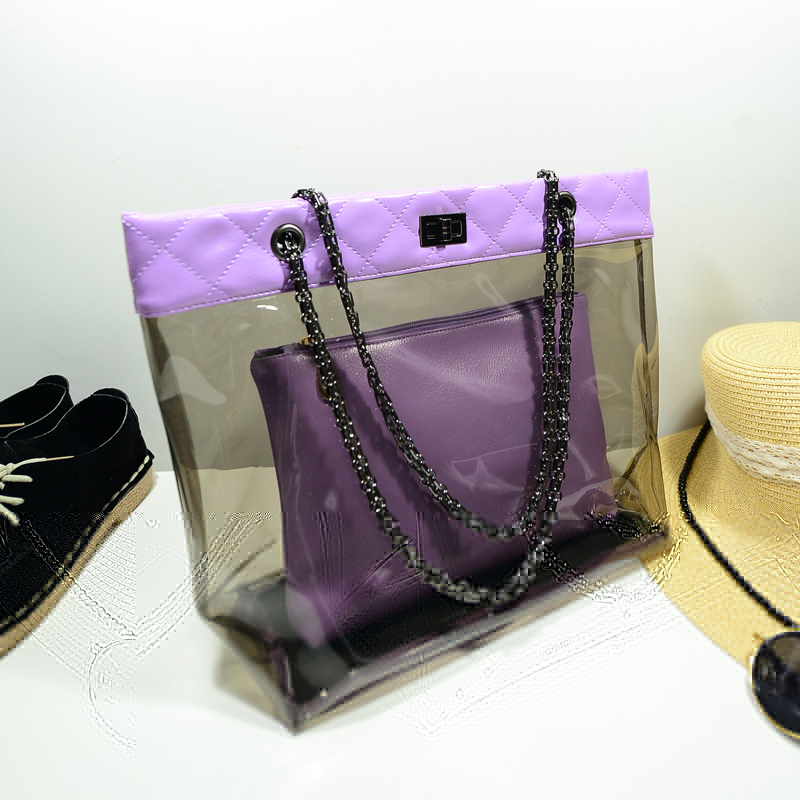 

New summer Korean chain single Shoulder Bag big Handbag fashion picture bags women jelly crystal Transparent Beach bag