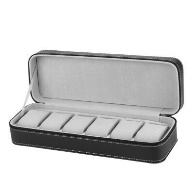 

6 10 12 Slot Grid Watch Box PU Leather Lint Rainproof Detachable Zipper Jewelry Display Container Storage