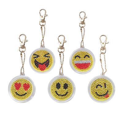 

5pcsSet DIY Full Drill Diamond Painting Cartoon Emotion Keychain Key Ring