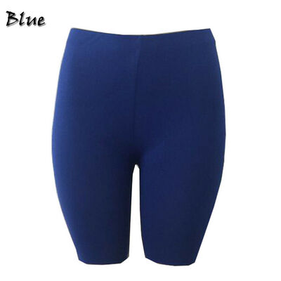 

WOMEN BASIC SOLID STRETCH BIKER SHORTS YOGA GYM COTTON LEGGINGS KNEE LENGTH
