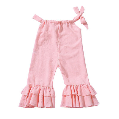 

Baby Girls Pants Children Overalls Solid Color Cotton Sleeveless Elastic Suspenders Pants Overalls Trousers