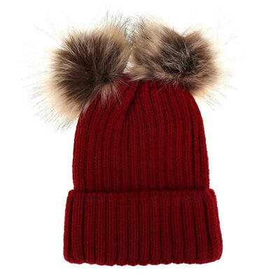 

Lovely Parent-offspring Caps Pompon Winter Caps Warm Knit Capfor Adult