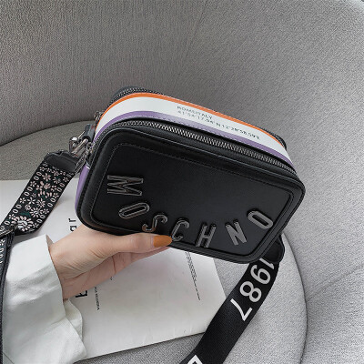 

Qiao Bani 2019 new South Korea ins fashion hit color double pull small square bag ribbon shoulder diagonal trend handbags