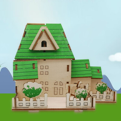 

Gotoamei Kids 3D wooden DIY Houses Jigsaw Children Castle Construction Pattern Puzzle Toy