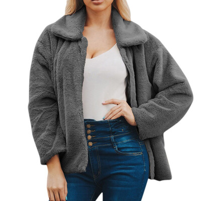 

Toponeto Womens Ladies Warm Faux Wollen Coat Jacket Winter Solid Zipper Outerwear