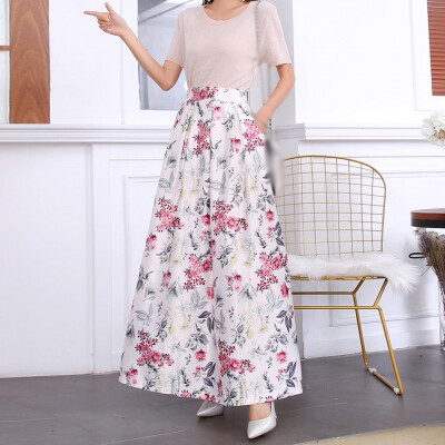 

Fashion Womens Casual Beach Floral Print Skirt Boho High Waist Long Maxi Skirts