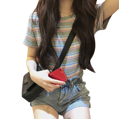 

Summer O-neck Short Sleeve Casual T Shirt Women Striped Tops Female Harajuku Tshirt camiseta feminina