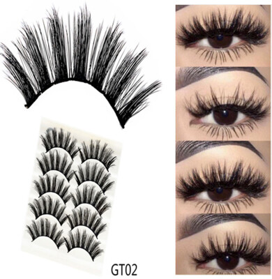 

Gobestart 3D Imitation Water Mane Stereo Fiber False Eyelashes Long Thick Eyelashes 5Pairs