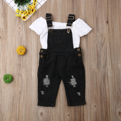 

Fashion Toddler Kids Baby Girls Clothes Lace Tops Bib Pants Overalls Outfits