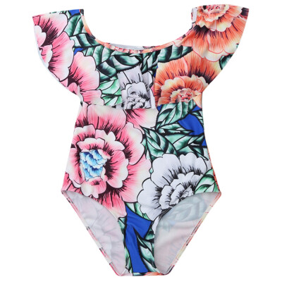 

Square Neck Flral Print Swimsuit