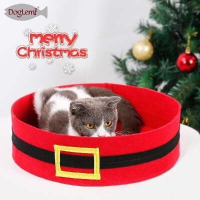 

Pet Cushion Bed Cat Bed Basket Pet Nest Soft Sleep Mat Pad Christmas Cat Bed Fits for Small Cat&Dog