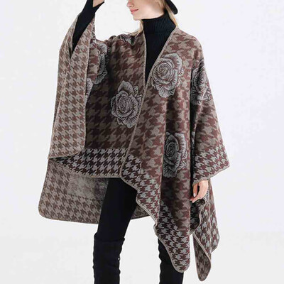 

Toponeto Fashion Women Blanket Flower Design Coat Wrap Cozy Shawl