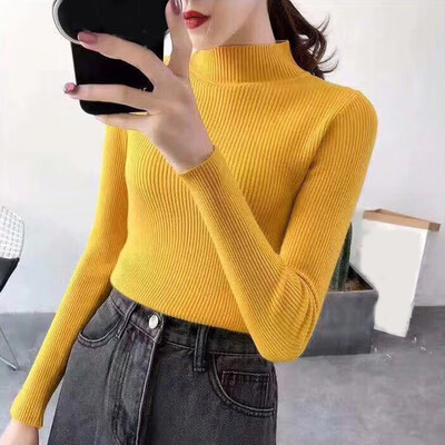 

Womens Sexy Long Sleeve Knitted Tops Warm Shirts Solid Knitwear Slim Fit Sweater