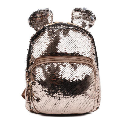 

Small Ear Backpacks Women Sequins Shoulder School Bags Girl Travel Knapsack