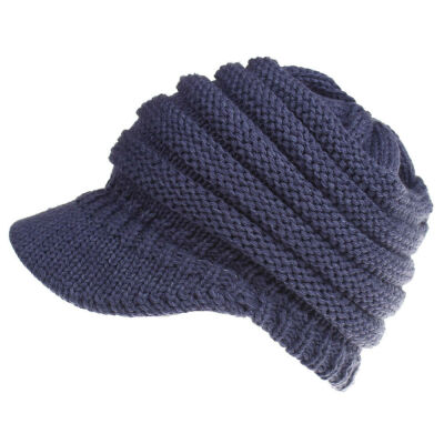 

Fashion Womens Stretch Knit Hat Messy Bun Ponytail Beanie Winter Warm Hole Hat