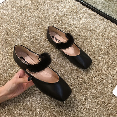 

Flat shoes womens summer Korean version of Mao Mao shallow mouth square head pouring shoes small fresh Joker grandma shoes tide