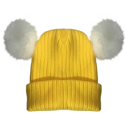 

Tailored Double Ball Childrens Wool Hat Twist Wool Ball Baby Knitted Cap Elasticity