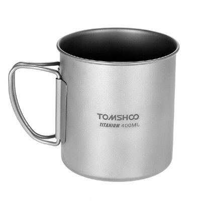 

TOMSHOO 400ml Titanium Cup Outdoor Portable Camping Picnic Water Cup Mug with Foldable Handle