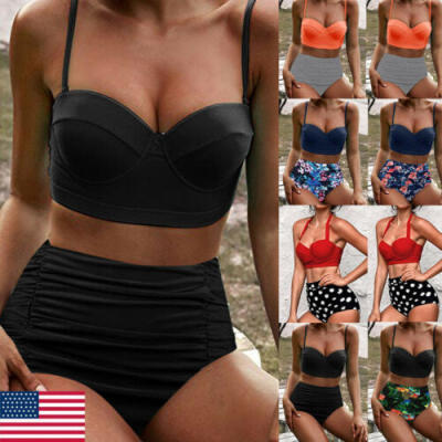 

Womens High Waist Bikini Set Push Up Swimsuit Bathing Suit Swimwear Beachwear US