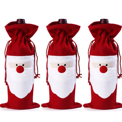 

Tailored 3PC Christmas Wine Bottle Set Santa Decoration Xmas Bottle Cap Xmas Decor
