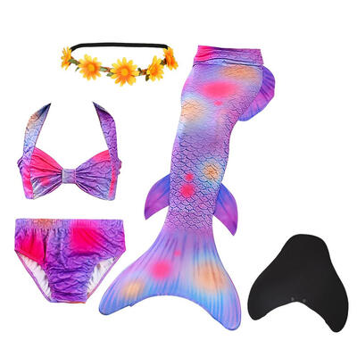 

5pcs Girls Colorful Fish Scales Swimsuit Kids Princess Holiday Bikini Set